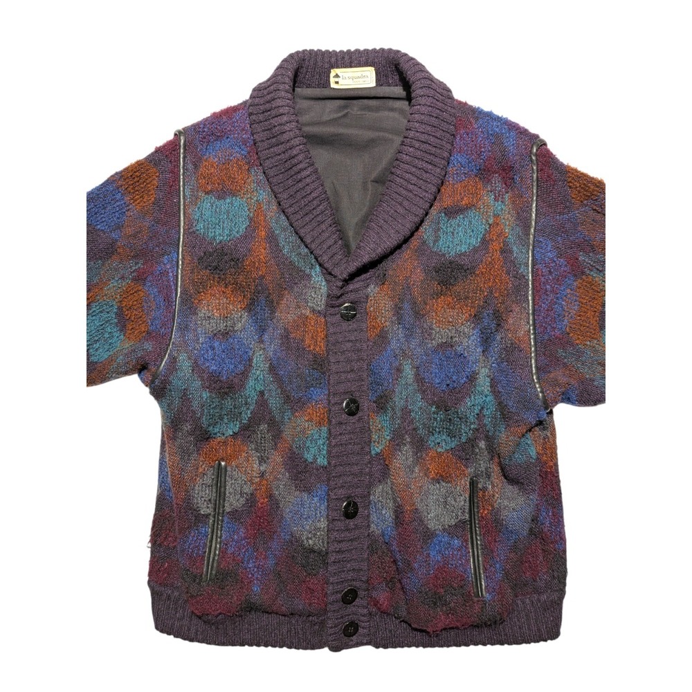 Vintage La Squadra Monte Carlo Mohair Cardigan Jacket Italy Abstract Knit... - Picture 2 of 16